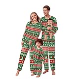 Weihnachtspyjama Weihnachten Schlafanzug Familie Pyjama Set Zweiteiliger Langarm Shirt mit Langhosen Nachtwäsche Schlafanzüge Hausanzug Freizeitanzug