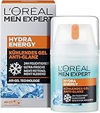L'Oréal Men Expert Gesichtspflege für Männer, Mattierende und kühlende Feuchtigkeitscreme, Hydra Energy Kühlendes Gel Anti-Glanz, 1 x 50