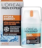 L'Oréal Men Expert Gesichtspflege für Männer, Mattierende und kühlende Feuchtigkeitscreme, Hydra Energy Kühlendes Gel Anti-Glanz, 1 x 50