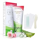 Haarentfernungscreme, Enthaarungscreme für Frauen 120ml, Hair Removal Cream Intimbereich Körper mit Spatel & Wachsstreifen, Aloe Vera und Rose Extrakt, sanfte Formel für empfindliche H