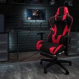 Flash Furniture Gaming Stuhl mit hoher Rückenlehne – Ergonomischer Bürosessel mit verstellbaren Armlehnen und Fußstütze – Perfekt als Zockerstuhl und fürs Home Office – R