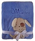 Babydecke viele Farben & Motive mit Namen / Geburtsdatum Bestickt Geschenk Baby (Pastell Hund)