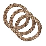 JZK 3 x Weinrebenkranz 25 cm großer Zweig Kranz zum Dekorieren, natürlicher Weinkranz für Handwerk, Halloween Kranz Basis, Haustür Weihnachtsgirlande, Weidenkranz R