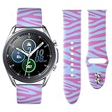 Vozehui Kompatibel mit Samsung Galaxy Watch 3 45mm/Galaxy Watch 46mm/Gear S3 Frontier/Classic, 22mm weiche Silikon Sport Armbänder mit kariertem & gestreiftem Design für Damen H