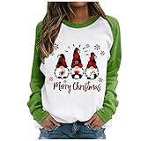 GFGHH Weihnachten Sweatshirt, Pullover Damen mit Schneeflocke Muster, Weihnachtspulli Rentier Drucken Christmas Vintage Langarmshirt Frauen Oberteile Rundhals Xmas Shirt Pulli Sport Top