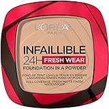 L'Oréal Paris Wasserfestes Puder Make-up mit hoher Deckkraft, Deckendes Kompaktpuder mit mattem Finish und 24h Halt, Infaillible 24H Fresh Wear Foundation Powder, Nr. 130 True Beige, 1 x 9g