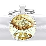 MINTUAN Maurer Symbol Gold Farbe Charme Glaskuppel Schlüsselanhänger Männer Frauen Schlüsselring Schmuck Geschenk