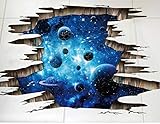 HALLOBO® Bodenaufkleber Decke Aufkleber 3D Galaxie Planet Weltraum Wandtattoo Wandsticker Wohnzimmer S