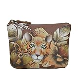 Anuschka Echtledermünzbeutel für Damen - handbemaltes Material - Cleopatra's Leopard T