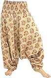 GURU SHOP Haremshose, Pluderhose, Pumphose, Aladinhose, Tunika, Damen, Beige, Baumwolle, Size:40, Pluderhosen & Aladinhosen Alternative Bekleidung