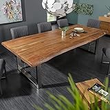 Invicta Interior Massiver Baumstamm Esstisch Mammut Nature 220cm Akazie 6cm Tischplatte Edelstahlbeine Massivholz Tisch Baumk