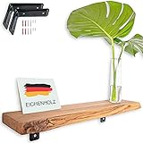 VILLANORD® Wandregal aus Deutscher Eiche - Rustikal mit Baumkante (60cm) - Massivholz Wandboard - H