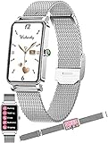 PKLG Geeignet für Android iOS Smartwatches Damen, Fitness-Tracker mit Herzfrequenz- und Blutdruckmessung, Schlafüberwachung, Schrittzähler (Silber)