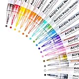 Acrylstifte für Steine, 16 Farben Steine Bemalen Wasserfest Marker Pen Kinder Bemalen Stifte Set für Leinwand, Holz, Glas, 0.7mm Sp