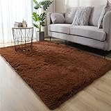 DJLOOKK Teppich Teppiche, Super weicher, Flauschiger, zotteliger, 4 cm Langer, haariger Seidenteppich, Kinderspielmatte für Schlafzimmer und Wohnzimmer,Braun,120x200