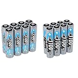 ANSMANN Akku AA 2500 mAh NiMH 1,2 V (8 Stück) - Mignon AA Batterien wiederaufladbar & Akku AAA Typ 1100 mAh (min. 1050 mAh) NiMH 1,2 V (8 Stück) - Micro AAA Batterien wiederaufladb