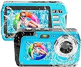 Unterwasserkamera Full HD 4K 56MP Unterwasser Kamera zum Schnorcheln wasserdichte Digitalkamera mit Zwei Bildschirmen Selbstauslöser und 18X Digitalzoom (Blau)