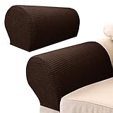 2Pcs Armlehnenschoner Sofa,Armlehnenbezüge für Sofa Elastische Universal für Sessel Abdeckung Hussen für Armlehnen von Sofa Couch dehnbares Gewebe für Möbel (Braun)