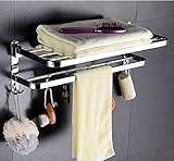 KTDT Handtuchhalter, montierter Faltbarer Doppelregal-Aufbewahrungshalter, mehrere Verschiedene Größen, Handtuchhalter, Handtuchhalter, Handtuchhalter mit Haken, SUS304 Edelstahl Multi-H