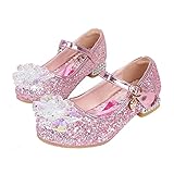 KANDEMY Mädchen Kristall Elsa Schuhe mit Absatz Glitzer Prinzessin Schuhe mit Pailletten Kinder Sandalen Eiskönigin für Halloween Fest Fasching Geburtstag Party Pink 31