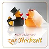Lustige Enten-Hochzeitskarte mit Umschlag: Witzige Glückwunschkarte zur Hochzeit mit Quietsche-Enten als Brautpaar von EDITION COLIBRI (10818)