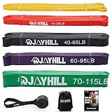JOYHILL Resistance Bands Set, 5 Ebenen Fitnessbänd Widerstandsbänder Klimmzugband, aus Latex für Muskelaufbau Krafttraining/Fitness/Klimmzughilfe, mit Tasche, Türanker und E-Book & Workout-G