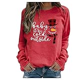 Lomelomme Weihnachts Shirt Mädchen Weihnachts Pulli Frauen Große Größen Mit Weihnachtsdruck Weihnachts Shirt Damen Weihnachtspullover Weihnachtshemd Damen Langarm Rundhals Strickp