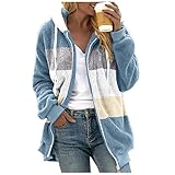 Copelsie Teddyfleece Jacke Damen GroßE GroßEn, Plüschmantel Damen Teddymantel Fleecejacke mit Kapuze Warme Flauschjacke Lang Fleecemantel Übergroße Übergangsjacke Kapuzenjacke Winter D