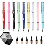 6pcs Everlasting Pencil, Metal Inkless Pencil Eternal With Replaceable Graphite Nib And Pen Holder,Portable Erasable Technology Unlimited Writing Pen (9pcs)