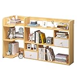 LOMJK Buchhalter 2-Shelf Desktop-Bücherregal mit 2 Schubladen Kleines Tischregal Schreibtisch-Speicher-Organisator-Anzeigen-Regal-Rack for Office Home Buchstü