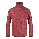 Sweater Herren Winter Warm Basic Pullover Herren Loose Einfarbig Hoher Kragen Strickwaren Herren Mode Hanfmuster Lassig Sweatshirt Herren Komfortabel Atmungsaktiv Sweater H