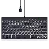 Perixx PERIBOARD-429 DE Kleine Tastatur mit Kabel - Weiße Hintergrundbeleuchtung - Dünn und leise Scherentasten - Deutsches QWERTZ Lay