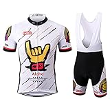 Thriller Rider Sports® Herren Aloha White Sport & Freizeit MTB Fahrradbekleidung Radtrikot und Trägerhose Anzüge 2X-Larg
