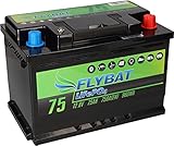 LiFePO4 Akku 12V (12,8V) 75Ah inkl. Bluetooth und CanBus Versorgungsbatterie für Boot | Yacht | Caravan | Wohnmobil | UVM