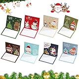 16 Pcs Weihnachtskarte, Weihnachtskarten mit Umschlag Set, 3D Weihnachten Karten, Weihnachtskarten-Cartoon-Stil fü