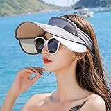 SPNEC Womens Sun Protection Wide Ribler Leerer Top Sunhat-Kappe mit einziehbarem Visier-Strandhut (Color : E)