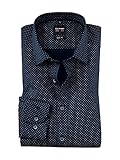 OLYMP Herren Businesshemd Langarm Level Five,Rotationsdruck,Body fit,Under Button Down,Marine 18,38