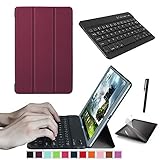 Tastatur Hülle Tasche für Samsung A7 10.4 Zoll Inch T500 T505 T507 Kabellose Bluetooth + Bildschirmschutz (Rotwein)