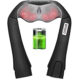 Nacken Massagegeräte Wiederaufladbare Freihändige Schulter Massagegerät Rücken mit Lang-Gürtel Shiatsu Kneten Wärmefunktion verstellbare Intensität für Büro Auto Z