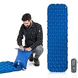 Picknick aufblasbare Kissen, 59 * 195 * 6.5cm tragbare Ultra-Licht-Zelt Schlafsack Luftkissen, geeignet for Outdoor-Camping/Rasen Garten (Color : Blue)