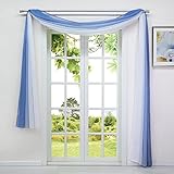 Heichkell Voile Transparent Querbehang Freihandbogen Gardine Farbverlauf Vorhang Dekoschals Bindegardine für Wohnzimmer Party Bühnendeko BxL 140x600cm, B