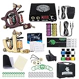 Dragonhawk Tattoo Maschine Kit 2 Coil Machine Gun Tattoo Netzteil und Tattoo Nadeln Liner und S