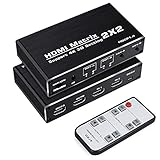 4K@60Hz HDMI-Splitter/Schalter, HDMI Switch Box 2 In 2 Out mit IR-Fernbedienungsunterstützung Ultra 1080p HDR,4Kx2K@60Hz, 3D, 1080P für Apple TV, Xbox 360, PS3/PS4, Laptop/PC, DVD-Player, HDMI 2.0