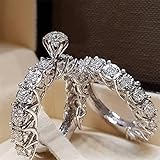 KOKO SEED 2 Stück Eleganter Voller Strass Ring Einfachheit Legierung Schmuck Alltagsaccessoires Ring Persönlichkeit Geschenk für Frauen Geburtstag Valentinstag Jahrestag (Silber-2PC, 7)