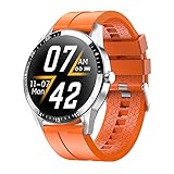 NONGLAN Smartwatch Männer Bluetooth Anruf Herzfrequenz EKG Blutdruck Benutzerdefinierte Zifferblatt 1,28 Zoll Smart Watch Für Android Ios(Color:Orange)