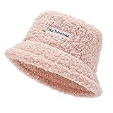 LONOEEWE Wintermütze, Kunstfell, Glockenhut mit Alphabet, bestickt, Fischerhut, Outdoor, warm, für Herren und Damen, rose, Einheitsgröß