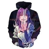 EDMKO Unisex Japanische Anime 3D-Druck Tokyo Ghoul Kapuzenpullover Atmungsaktiv Langarm Hoodies Für Jungen Herbst Winter T-Shirt Mit Großen Taschen,XXXL