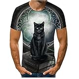 Freizeithemden Herren Sommer Trend Interessant 3D Tier Druck Herren T-Shirt Modern Basic Rundhals Regular Fit Herren Shirt Täglich Casual All-M