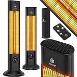 KESSER® Standheizstrahler Infrarot Stand Heizstrahler Inkl. Schutzhülle Wärmestrahler Terrasse Infrarotstrahler Turmheizstrahler 2000W Terrassenstrahler Standheizung mit Fernbedienung Timer Schw