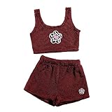 Damen Crop Dessous-Set für den Sommer, einfarbig, ärmellos, Pyjama-Set, modisches Cami-Weste und kurze Nachtwäsche, Intim-Set für Frauen, Teenager, Mädchen Gr. 36, 01-W